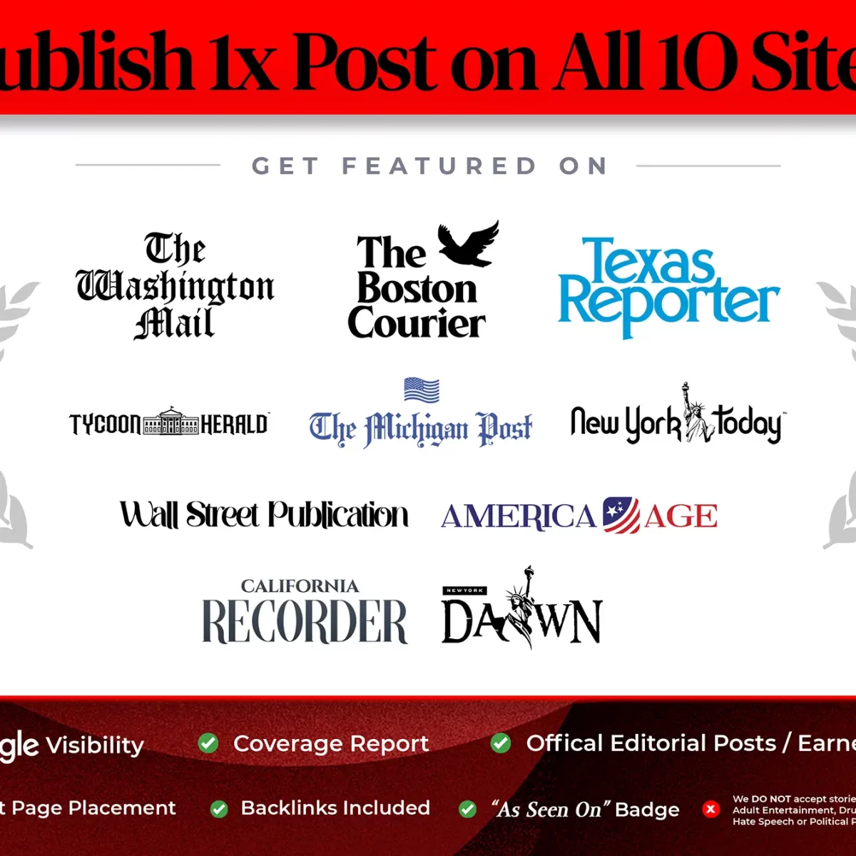 𝗦𝘁𝗮𝗻𝗱𝗮𝗿𝗱 ● Publish 1x Post On All 10 Sites