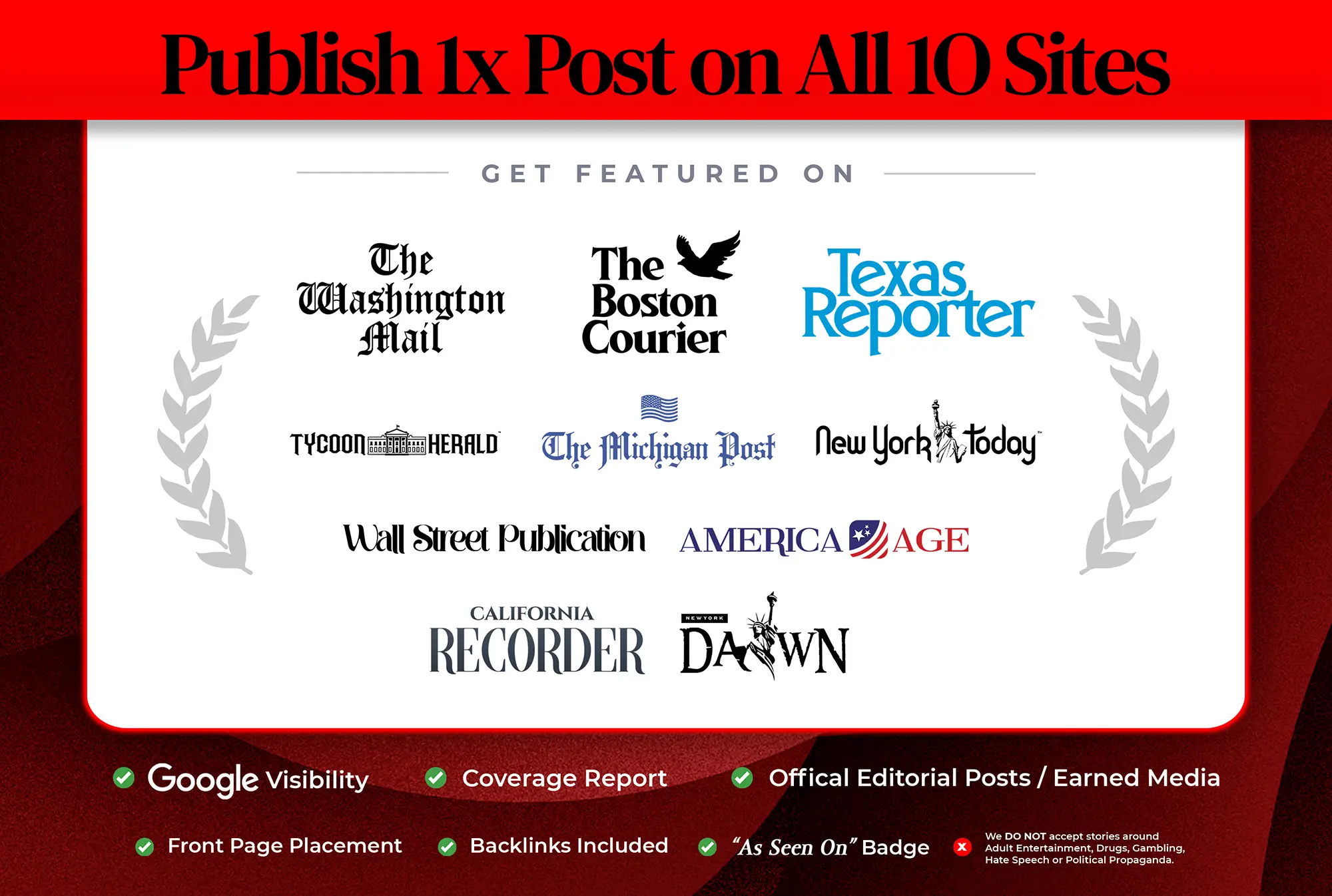 𝗦𝘁𝗮𝗻𝗱𝗮𝗿𝗱 ● Publish 1x Post On All 10 Sites