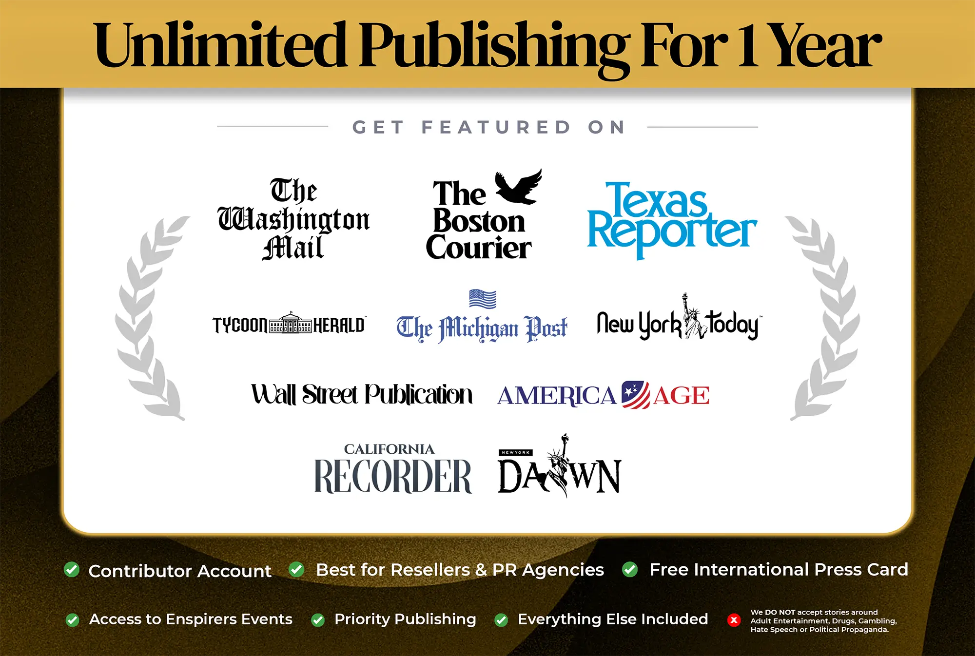 𝗚𝗼𝗹𝗱 ● 1 Year Unlimited Publishing